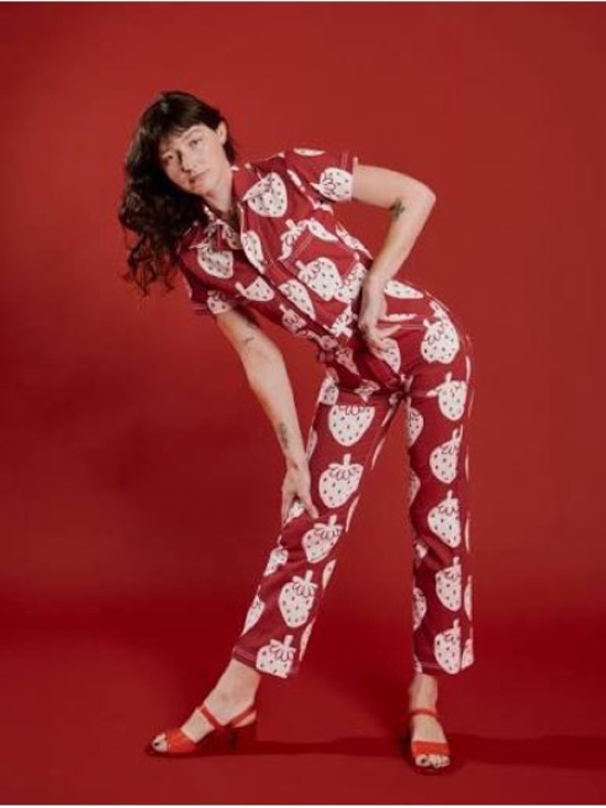 Big Bud Press Pants - Big Bud Press Strawberry-Print Short-Sleeve Jumpsuit (Never worn!)